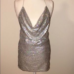 XS Silver Sparkle Bachelorette Party Dress